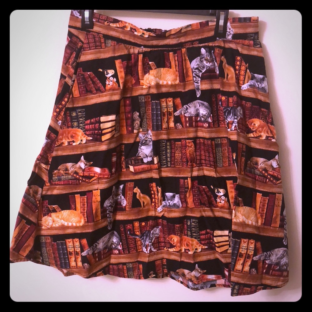 ModCloth Cats in the library circle skirt
